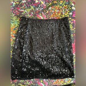 Molly Bracken Black Sequin Skirt Size L NWOT
